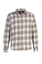 Trendyol Men's Brown Regular Fit Woodcut Plaid Shirt