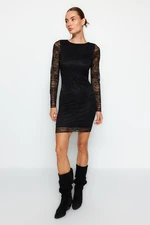 Trendyol Black Lace Fitted Mini Knitted Dress