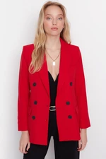 Trendyol Red Woven Lined Double Breasted Closeup Blazer Jacket