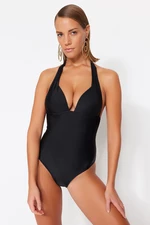 Trendyol Black V-Neck Regular Leg Swimsuit