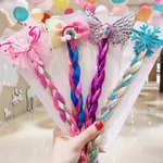 Princess Kawaii Bows Rainbow Unicorn Wings Cute Girls Bangs Side Hair Clip Wig Hairpin Twist Braid Headwear for Baby Accessories