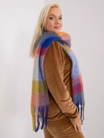 Dark yellow and red plaid winter scarf