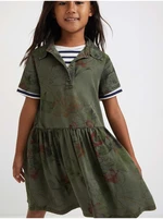 Khaki Girl Patterned Dress Desigual Mickey Camo Flower - Girls