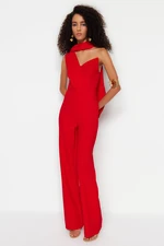 Trendyol Red Lined Woven Jumpsuit