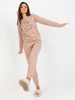 Beige warm pajamas with pants and sweatshirt