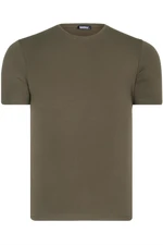 T8569 DEWBERRY BIKE COLLAR MENS T-SHIRT-PLAIN KHAKI