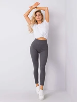 Basic striped leggings in dark gray melange color