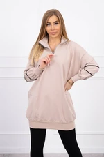 Sweatshirt with zipper and pockets beige