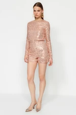 Trendyol Gold Sequin Short Jumpsuit