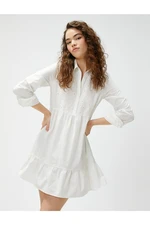 Koton Scalloped Shirt Dress Long Sleeved Ruffled Cotton