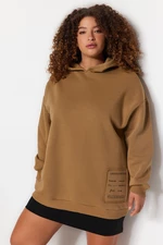 Trendyol Curve Mink Embroidery Detailed Oversize Knitted Sweatshirt