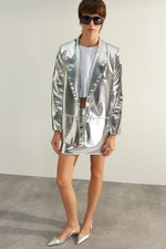 Trendyol Silver Premium Woven Shiny Blazer Jacket