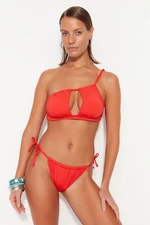 Trendyol Red Tunnel High Leg Bikini Bottom