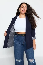 Trendyol Curve Navy Blue Stripe Lining Detailed Woven Jacket