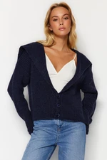 Trendyol Navy Blue Soft Textured Crew Neck Knitwear Cardigan