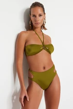 Trendyol Khaki Cut Out/Window High Waist Normal Leg Bikini Bottom