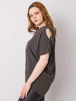 Tmavá khaki halenka plus size velikosti Richelle