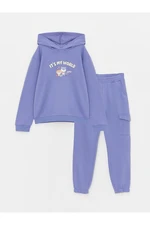 LC Waikiki Girls' Hoodie with Printed Long Sleeve Sweatshirts and Sweatpants.