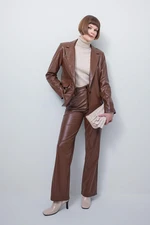 DEFACTO Straight Fit With Pockets Faux Leather Pants