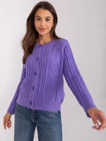 Purple cardigan with a round neckline