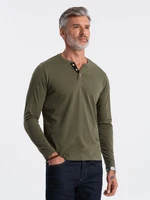 Ombre HENLEY men's neckline longsleeve - dark olive