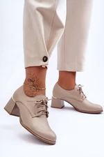 Women's leather heeled shoes beige keria