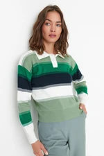 Trendyol Green Basic Color Block Knitwear Sweater