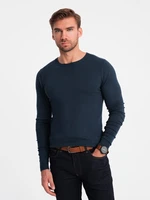 Ombre Classic men's sweater with round neckline - navy blue