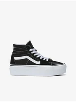 Black Women's Ankle Leather Sneakers on VANS Platform - Women