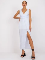 Light blue pleated dress with Ewelina slit