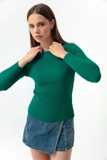 Lafaba Women's Emerald Green Crew Neck Knitwear Sweater