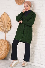 Bigdart 15768 Braided Pattern Knitwear Cardigan with Buttons - Emerald