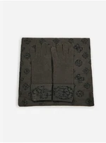 Set of Women's Patterned Gloves and Scarf in Black-Brown Guess - Women