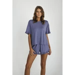 Stylish women's pajamas, short sleeves, shorts - blue