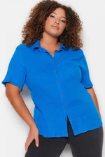 Trendyol Curve Weave Sax Muslin Shirt