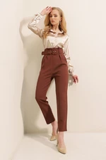 Bigdart 6464 Brown Pants with Waist Belt