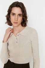 Trendyol Stone Polo Collar Knitwear Sweater