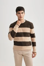 DEFACTO Standard Fit Striped Turtleneck Sweater