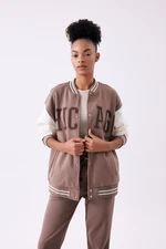 DEFACTO Fit College Collar Oversize Fit Thick Bomber Cardigan with Pockets