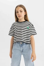 DEFACTO Girls Crew Neck Striped Short Sleeve T-Shirt