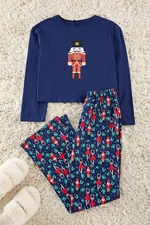 Trendyol Navy Blue 100% Cotton Christmas Themed Knitted Pajamas Set