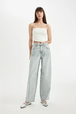 DEFACTO Baggy Fit High Waist Long Jean Washed Trousers