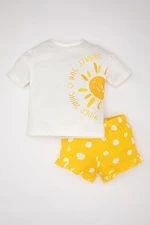 DEFACTO Baby Girl Printed Short Sleeve T-Shirt Shorts 2 Piece Set