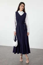 Trendyol Navy Blue Striped Woven Gilet Dress