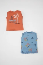 DEFACTO Baby Boy Crew Neck Palm Tree Patterned 2-Piece Undershirt