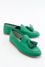 LuviShoes F04 Dark Green Skin Genuine Leather Shoes