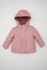 DEFACTO Baby Girl Hooded Soft Furry Coat