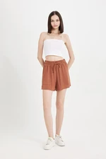 DEFACTO Regular Fit Normal Waist Straight Leg Crinkle Viscose Shorts