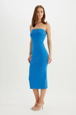 DEFACTO Bodycon Strapless Ribbed Camisole Sleeveless Midi Dress