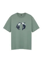 Trendyol Mint Oversize More Sustainable Animal Print 100% Organic Cotton T-shirt